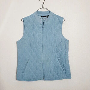 Relativity Womens Quilted Puffer Vest Sky Blue Size Small Full zip sleeveless